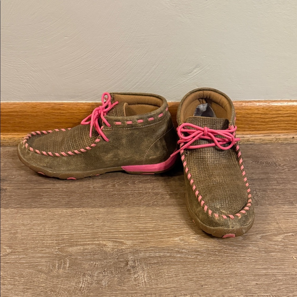 Twisted X Brown and Pink Loafers